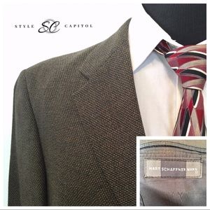 Hart Schaffner Marx Mens 46L Brown Black Blazer